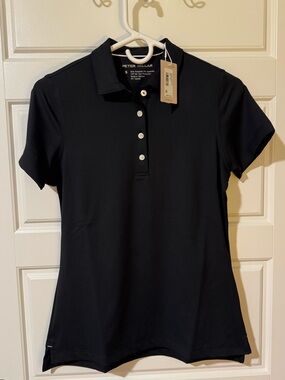 NWT Peter Millar Short Sleeve UPF 50+ Golf Polo, Black, Size Small